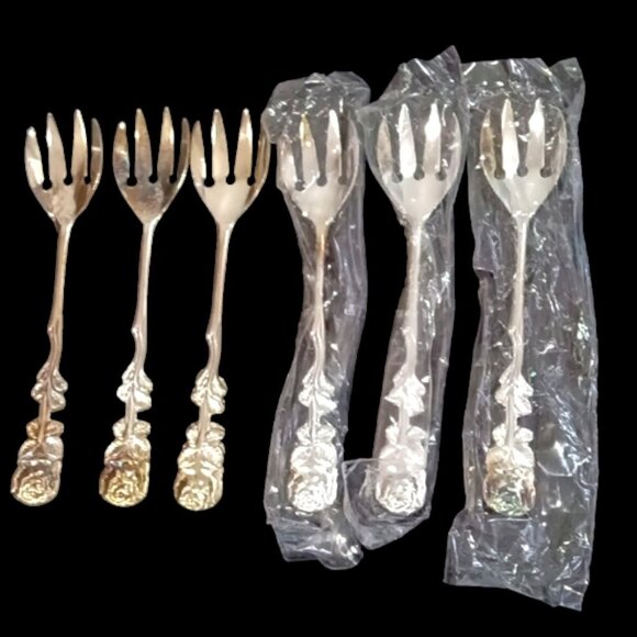 Vintage Silver Plate Pickle Forks Set of 6 in‎ Original Gift Box - Picture 1 of 7